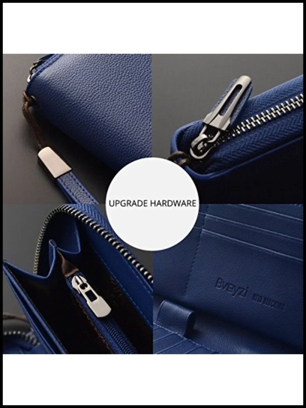 Large Leather Zip Around Phone Clutch Wallet with RFID Blocking Wristlet